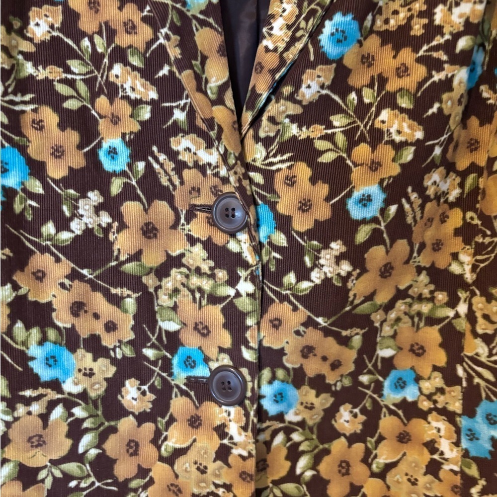 Liz Claiborne “First Issue “ NWOT Lightweight Corduroy Tan/Brown Floral Blazer - Picture 7 of 7